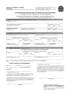 Click here for the Authorization For Issuance of Brazilian Visa For Minor